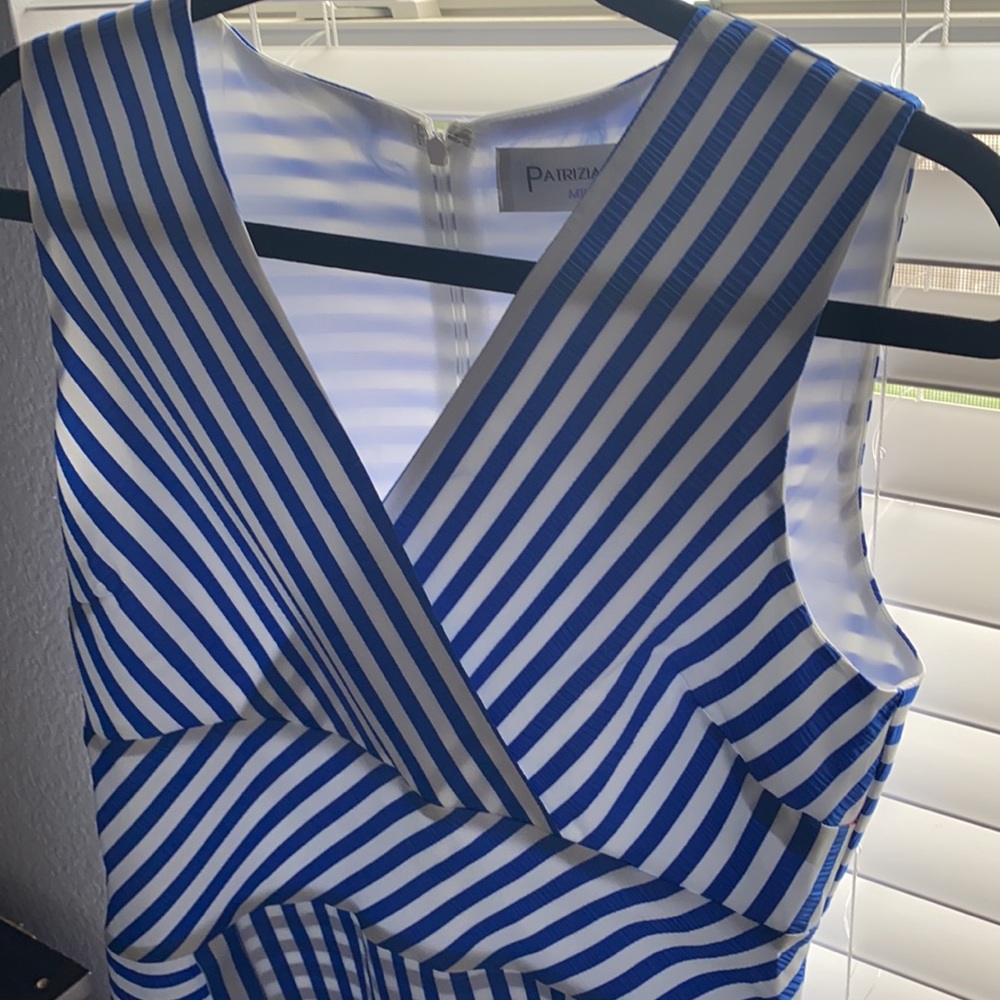 Patrizia luca milano dress blue white stripes sleeveless mid length Size M. New - Picture 11 of 15